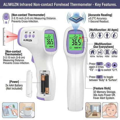 Non-Contact Infrared Forehead Thermometer LED Digital Finger Oximeter Body Temperature Blood Oxygen Saturation Monitor Test Kit