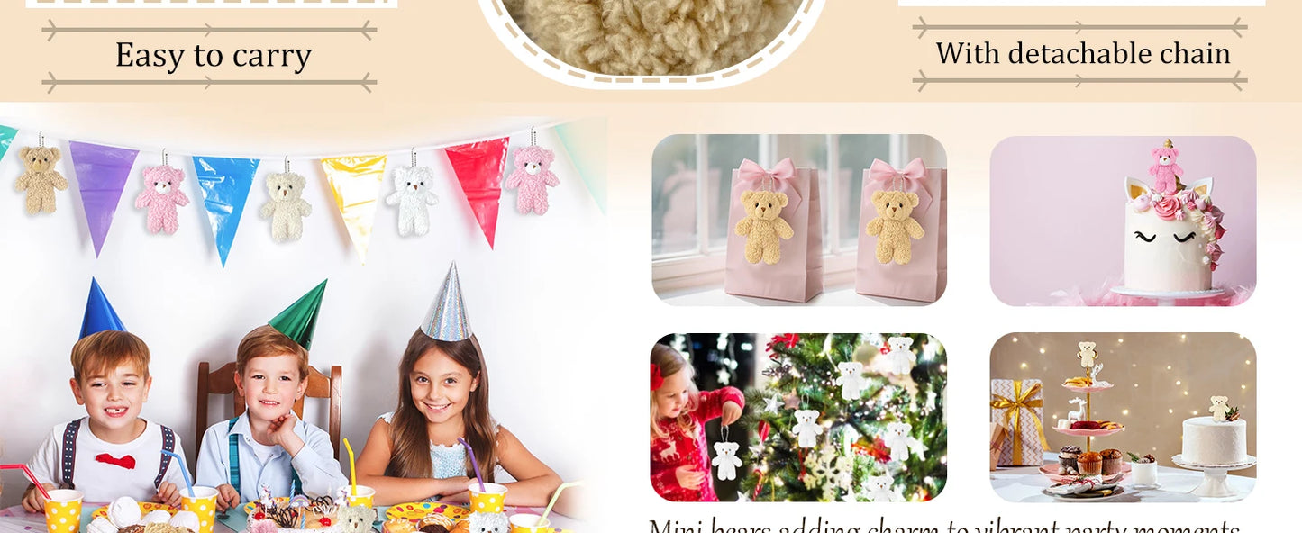 12-500Pcs Mini Teddy Bears Tiny Soft Stuffed Teddy Bear Small Plush Bears Bulk for Birthday Party Decor Favors Bag Keychain