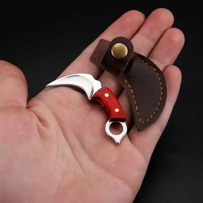 New Mini Wood Handle Keychain Pocket Knife Stainless Steel Camping Small Mini Portable Knife Peeler Fixed Blade Multi EDC Tool