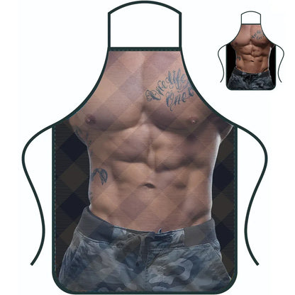 Funny Creative Personalized Muscle Men's Apron Household High-value Overalls Apron