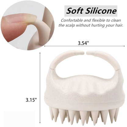 Hair Scalp Massager Shampoo Brush Hair Scrubber Washing Brush Silicone Scalp Exfoliator for Dandruff Removal- Beige