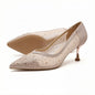 Women's Breathable Mesh Pointed-Toe High Heels, Rhinestone Elegant Slip-On Stiletto Pumps, Suitable for Parties, Weddings