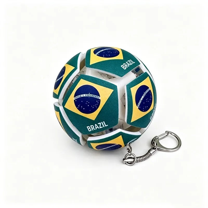 Football Keychain Fidget Toy Stress Relief Pendant Soccer Ball for Fan Portable Multi-National Team Souvenir for Car Key Handbag