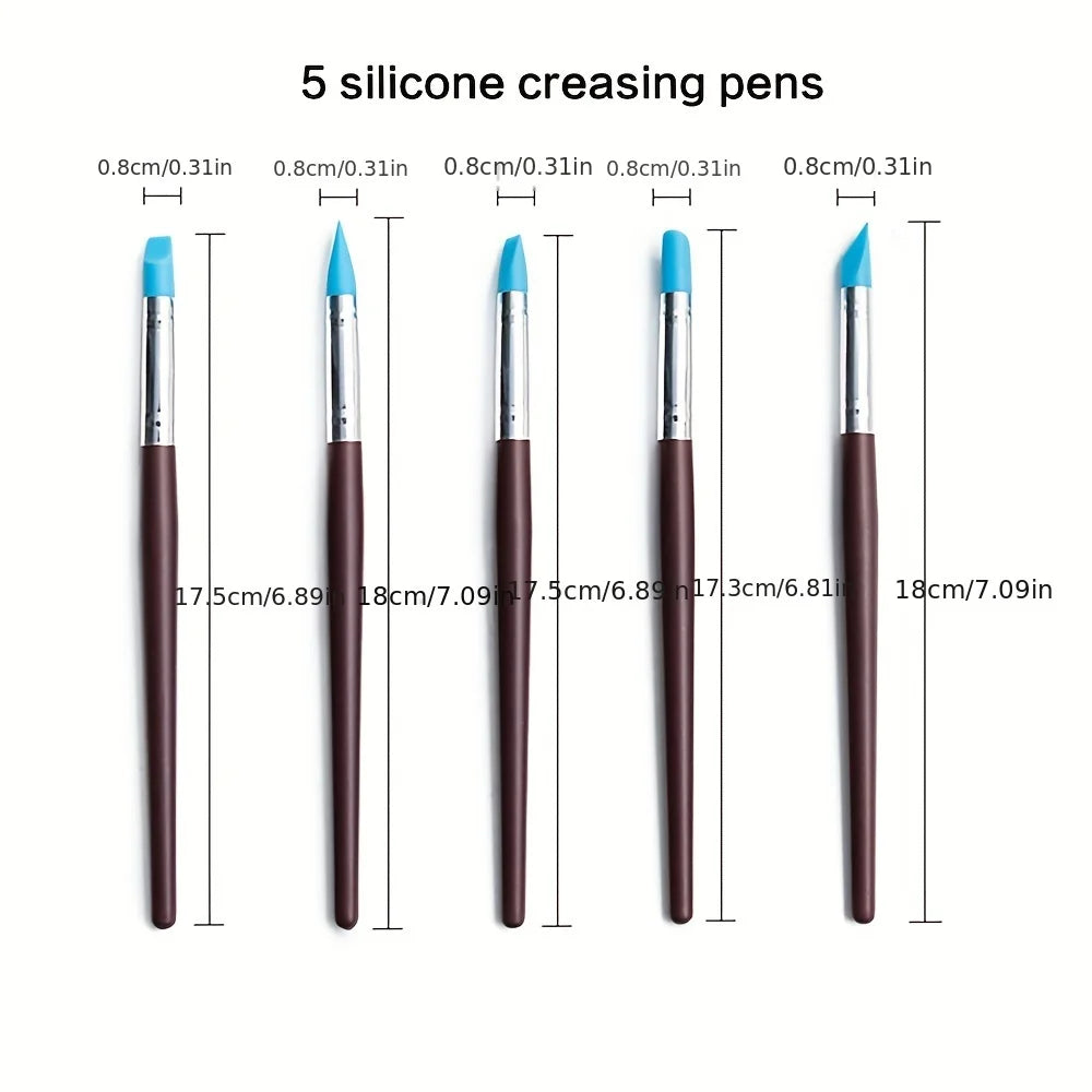 5Pcs/Set Silicone Clay Sculpting Tool for Brush Modeling Dotting Nail Art Pottery Clay Tools DIY Carving Sculpting Tools