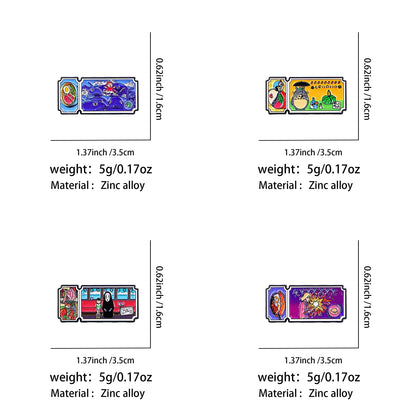 4pcs/Set Classic Anime Movie Ticket Enamel Pin Cute Cat Brooches For Lapel Pins Badge on Backpack Accessories Jewelry Fans Gift