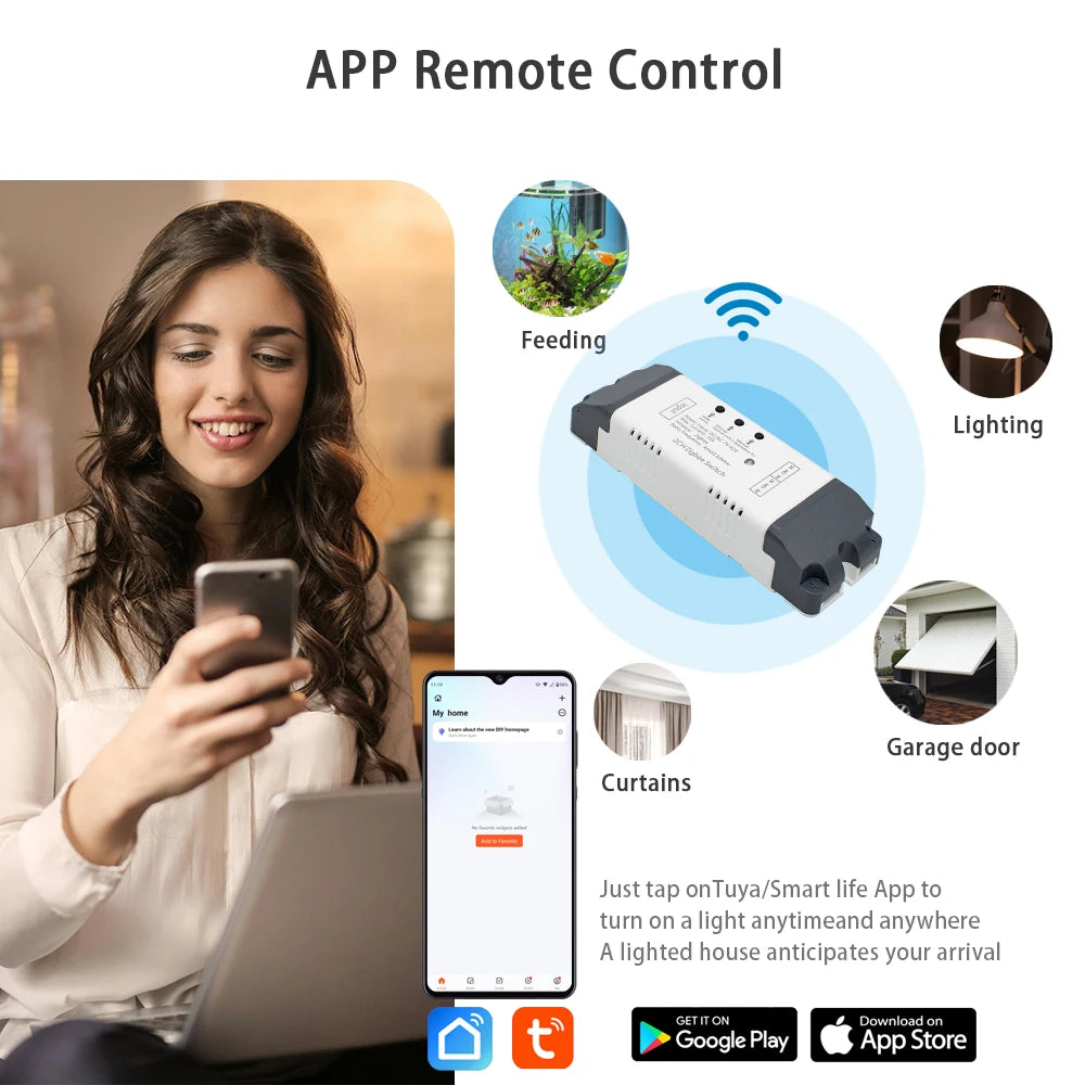 ZIGBEE Tuya eWelink Smart Home Automation Appliance Controller 1/2/4CH Switch Module for Garage Doors, Lights, Motors, Curtains