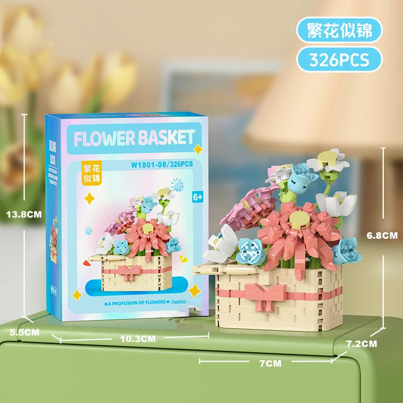 Bouquet Flower Mini Diy Building Block Toys for Children Bricks Blocks for Adults Constructor Micro Bricks Construction Set Gift