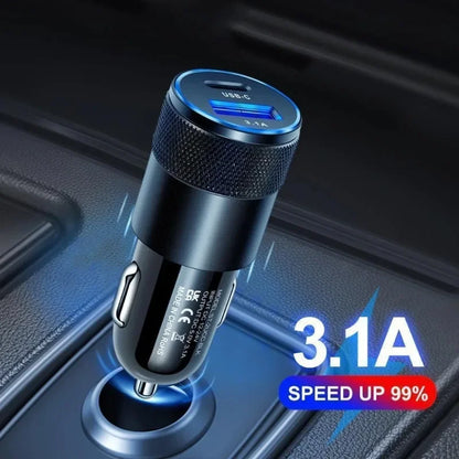 USB Quick Car Charger 12W 3.1A Type C PD Fast Charging Phone Car Adapter for Universal Phone