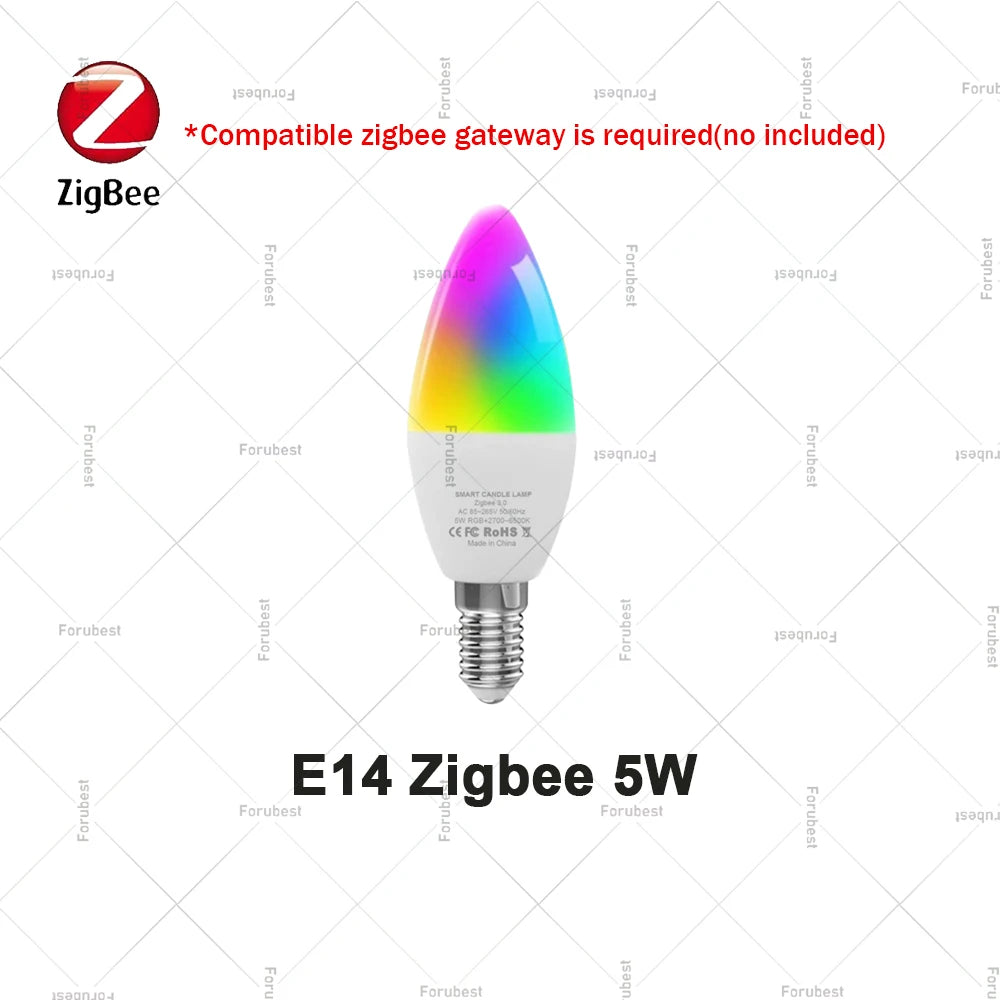 Zigbee Smart Bulb RGBCW E27 E14 GU10 LED Lamps Voice Control via Alexa Echo Yandex Alice,Zigbee 3.0 Hub Required for Zigbee2MQTT