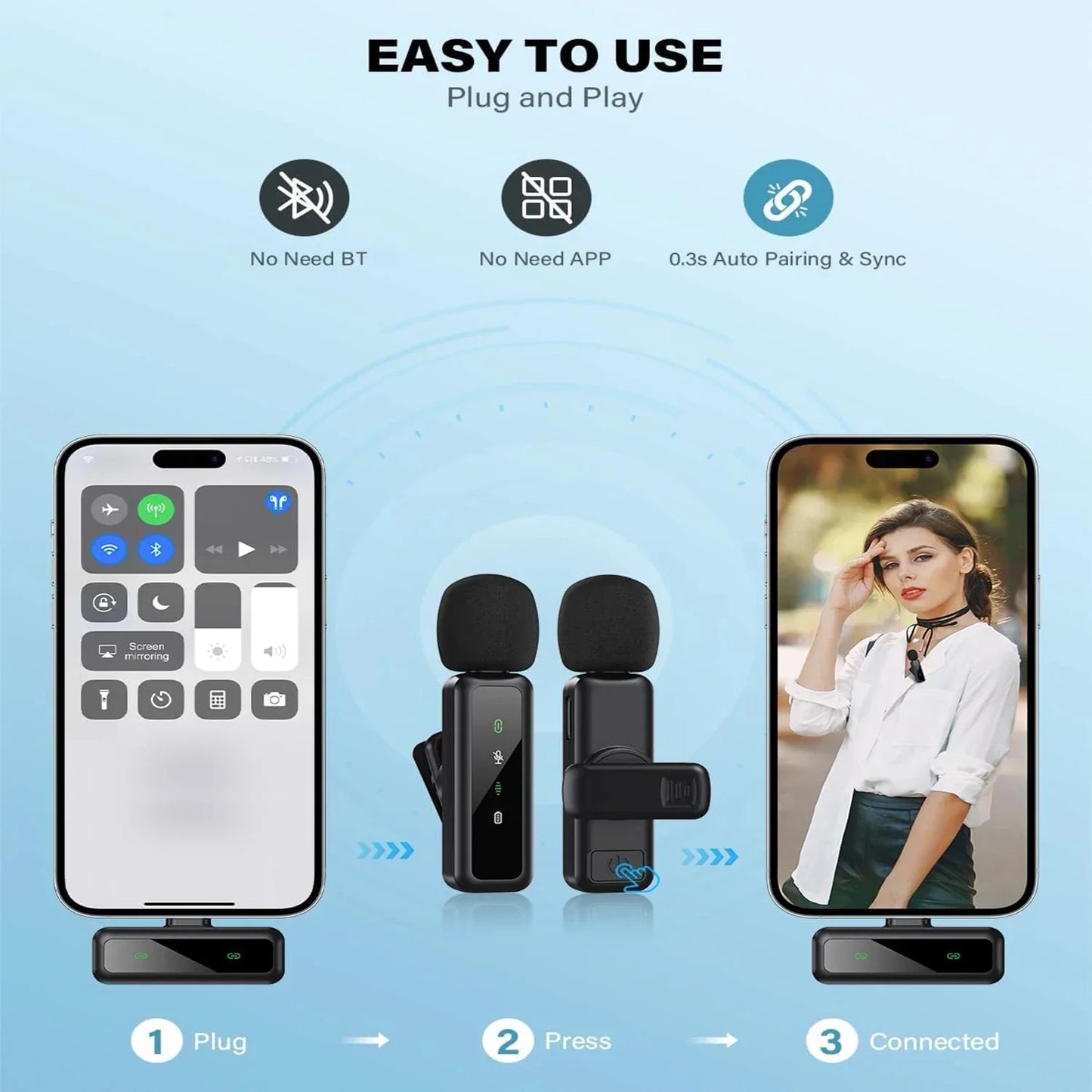 KEBIDU Wireless Lavalier Microphone Portable Audio Video Recording Noise Cancelling Professional Microphone for Live Broadcast