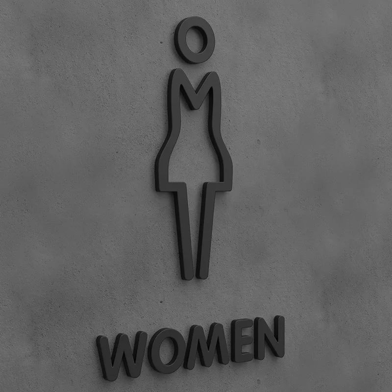Matte Black Gold Toilet Sign Plate Acrylic 3D Wash Room Door Wall Label Sticker Wc BathRoom Signage Board Art Hotel Home Decor