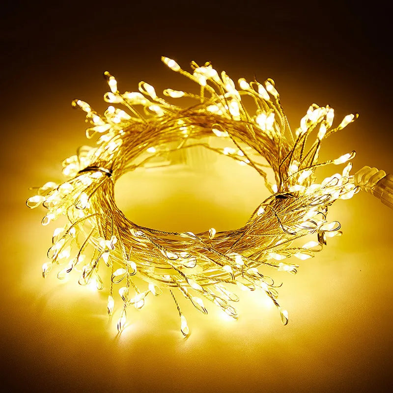 USB Power LED Firecracker String Lights Remote Control Garland Fairy Lights for Wedding Party Garden Plants Christmas Decoration