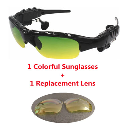 Stereo Earphones Wireless Headset with Mic Polarized Glasses Sunglasses for Driving Cycling Sports Noise Reduction Headphones