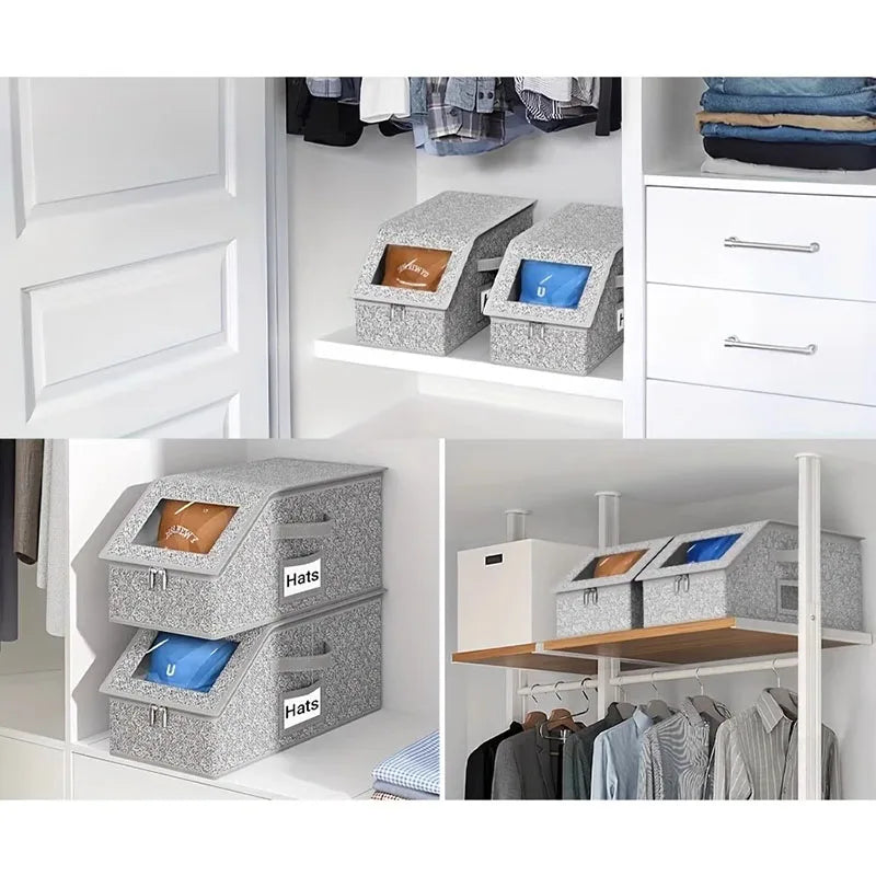 Multifunctional Large Capacity Foldable Baseball Cap Storage Box With Lid Dustproof Hat Organizer Container For Home Closet