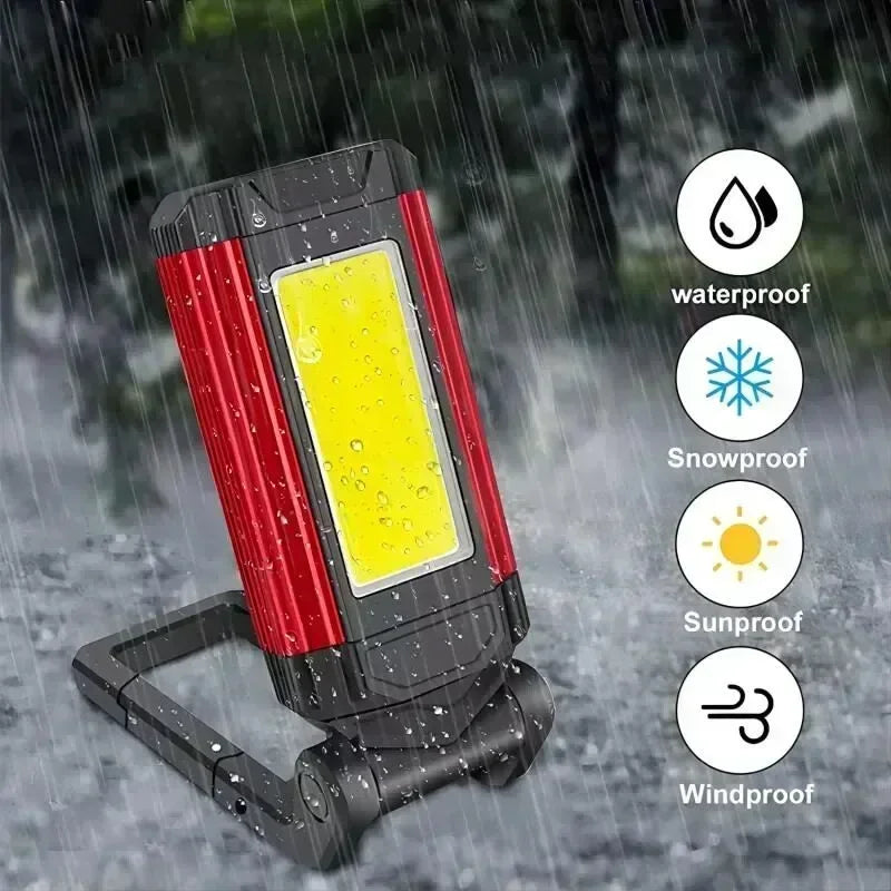 USB Rechargeable LED Flashlight with Magnetic COB Work Light Portable Camping Lantern Type-C Power Bank Function Lamp