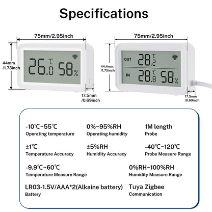 Tuya Zigbee Temperature and Humidity Sensor Thermometer Hygrometer for Smart Home APP Remote Control Support SmartLife