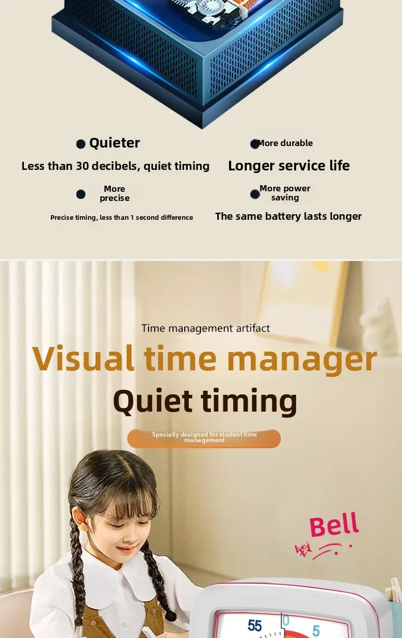 School Visual Timer for Children with Night Light, Digital Stopwatch, Pomodoro Timer for Kitchen and Home Use