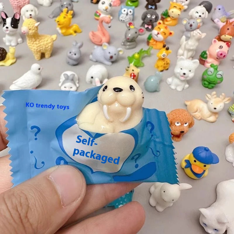 60pcs Mini Resin Animal Blind Box Creative Garden Decoration Miniature Landscape Luminous/Solid Color Animal Birthday Gift