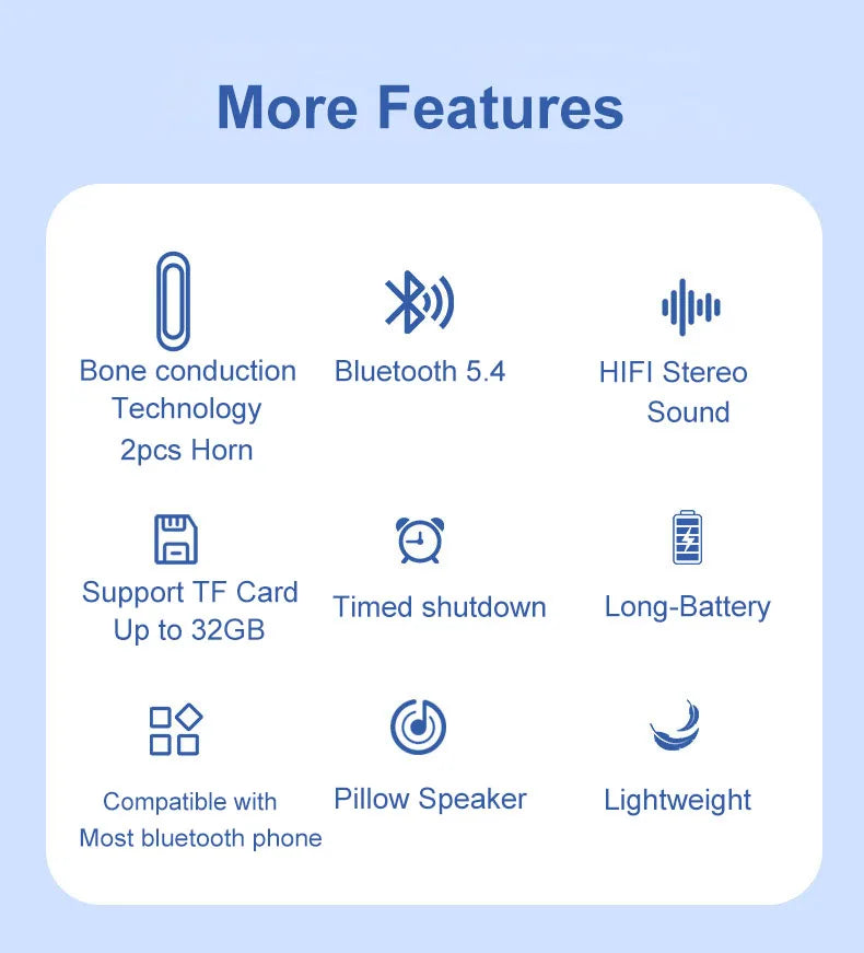 Mini Bone Conduction Bluetooth Speaker Sleep Aid Wireless Sound Bar Under Pillow Stereo TF Card MP3 Music Player Timed Shutdown