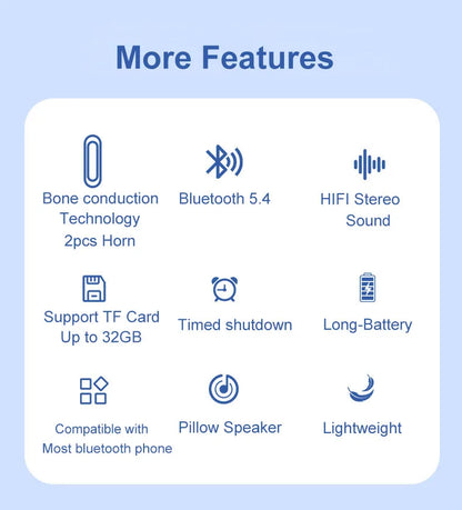 Mini Bone Conduction Bluetooth Speaker Sleep Aid Wireless Sound Bar Under Pillow Stereo TF Card MP3 Music Player Timed Shutdown