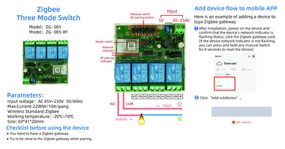 Tuya Smart Inching Zigbee 220V Switch 4 Channel With Ding Rail Housing ,Works with Alexa, Smart Life ,eWelink APP Remote Control