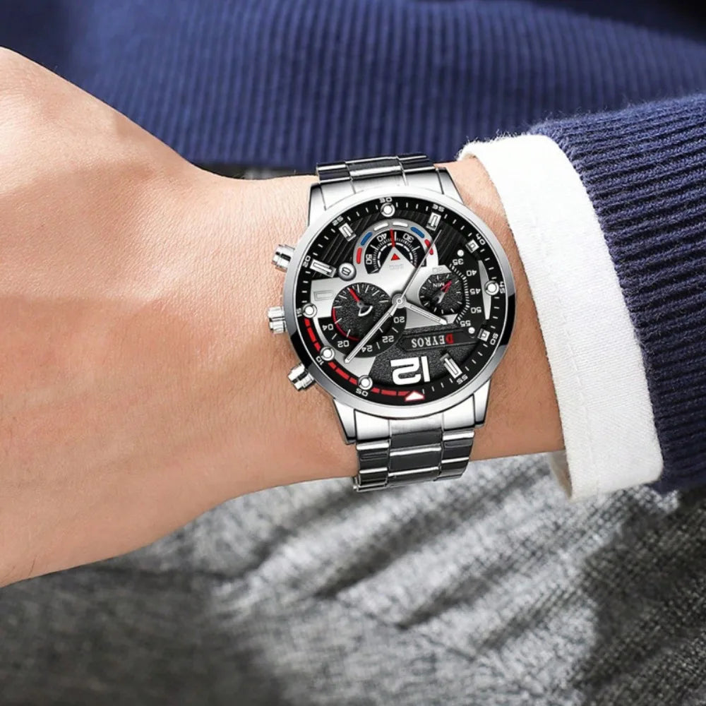 2 PCS/set  Men's Watches Fashion Sports Quartz Alloy Dial Strap Round Dial Quartz Movement Display Date Best Choice for Gift!