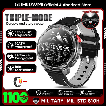 2026 New T-REX3 1100mAh Battery SmartWatch 10ATM Waterproof Compass Altitude HD Bluetooth call Sports Flashlight Smart Watch Men