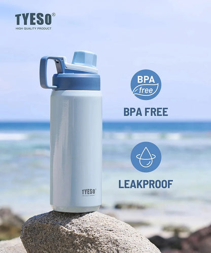 Tyeso 600ML Water Bottle With Eye Sticker Insulated Leak-Proof Fitness Flask Vacuum Flasks for Sport for Outdoor Workouts Travel