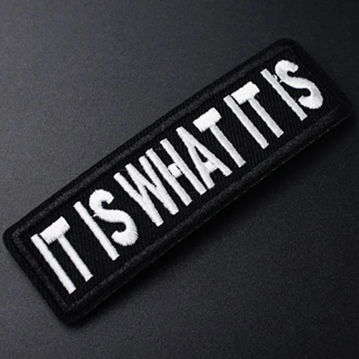 "It Is What It Is" Funny Meme Iron-On Patch - Humorous Embroidered Applique for Jackets, Bags, Hats, and DIY Clothing Accessorie