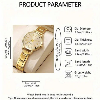4PCS Fashion Women's Watch Set Trendy Luxury Simple Roman Numerals Scale Round Dial Quartz Watch Bracelet Set Perfect Gift