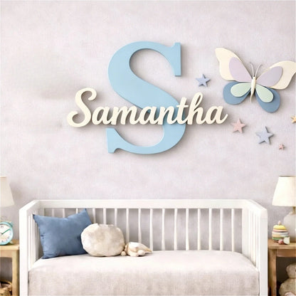 1pc Wooden Double-layer Letter Door Sign, Customized Name/letter,Personalized Children's Room Decoration,Baby Name Sign