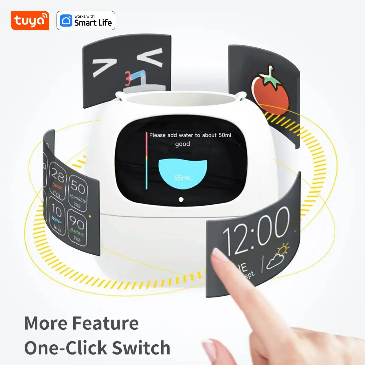 Gen1 Tuya Ivy Smart Planter,Endless Fun Over 49 Rich Expressions,7 smart sensors,AI Chips Make Raising Plants Easy and Fun