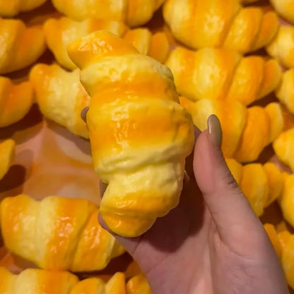 Simulation Croissant Bread Toast Squishy Fidget Slow Rebound Super Soft Cake Squeezing Office Stress Relief Relax Ornament