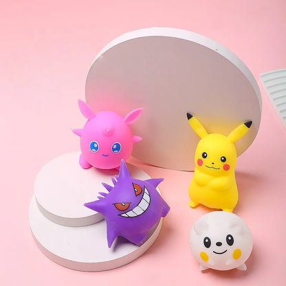 Soft Pikachu Gengar Jigglypuff Slow Rebound Stress Relief Toy Cute Kawaii Squeezing Doll Adult Stress Relief Gift