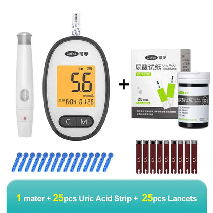 Cofoe Uric Acid, Glucose, Cholesterol 3-in-1 Monitor - Medical Grade Accuracy Blood Glucose Meter Uric Acid Cholesterol Monitor