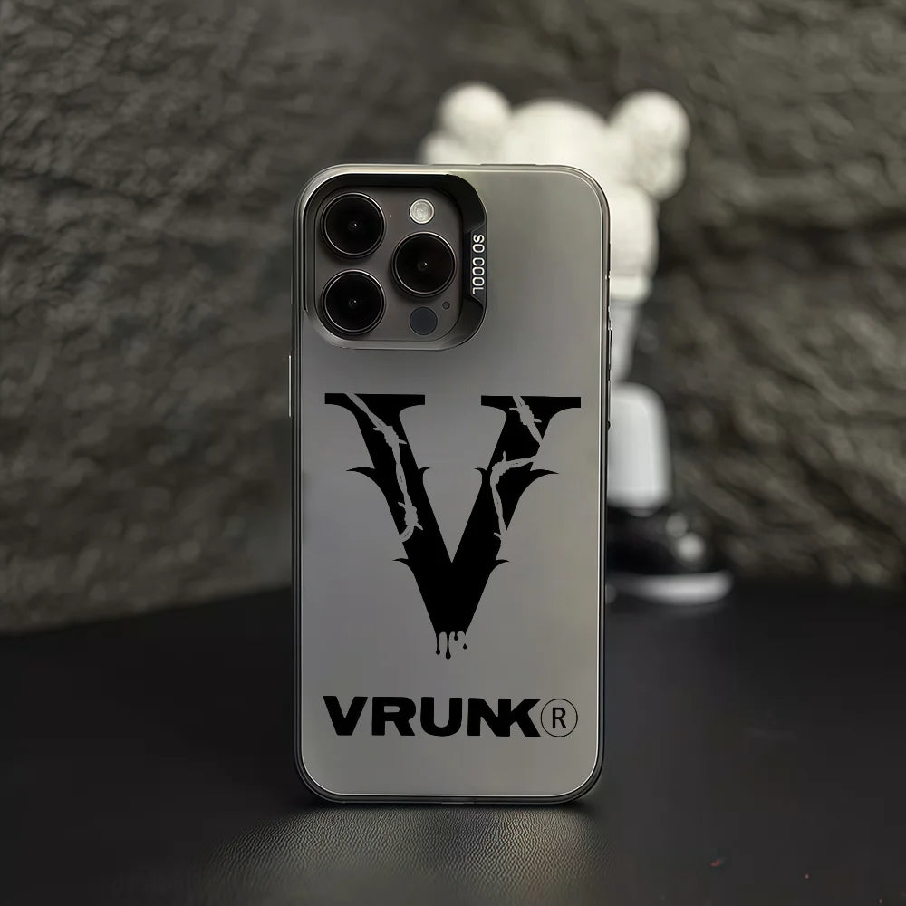 Fashion V-VRUNK phone case For iPhone 12 11 13 14 15 16 17 Max Pro Plus Mini Protective IMD Color Cover