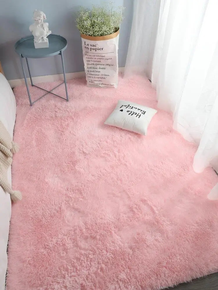Pink Bedroom Carpet For Children's Room Cute Girls Floor Soft Mat Living Room Decoration White Fluffy Large Kids Bedside Rugs