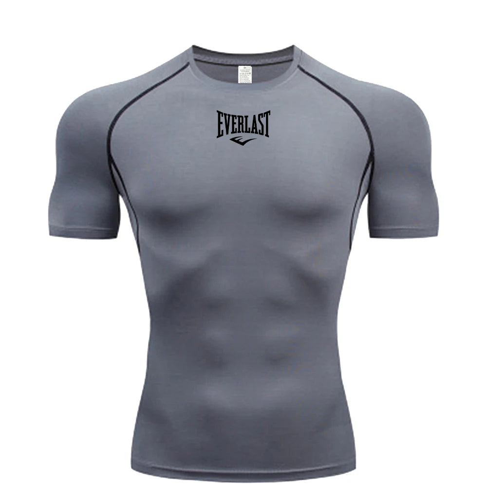 Men's Everlast Tight Short Sleeved T-Shirt for Gym Boxing and Running, Fast Drying and Slim Fit Sports Top