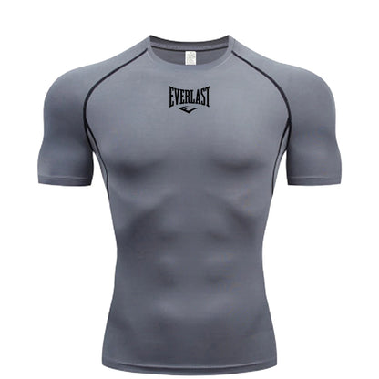Men's Everlast Tight Short Sleeved T-Shirt for Gym Boxing and Running, Fast Drying and Slim Fit Sports Top