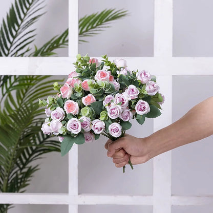 15 heads Artificial Silk Rose Flowers Bridal Bouquet for Home Wedding Floral Arrangement Garden Artificial Flowers DIYGift Decor