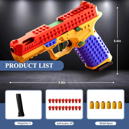 SIG17 Hanging Toy Gun Continuous Firing Building Block Pistol Shell Throwing Airsoft Blowback Toy Outdoor Shooting for Children