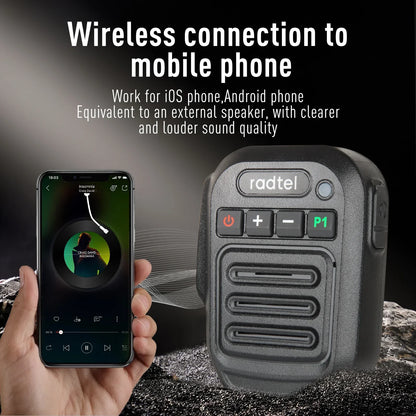 Two Way Radio Wireless Bluetooth Speaker Mic, Handheld Shoulder Microphone for Baofeng  Quansheng UV-K5 Radtel RT-470X RT-900