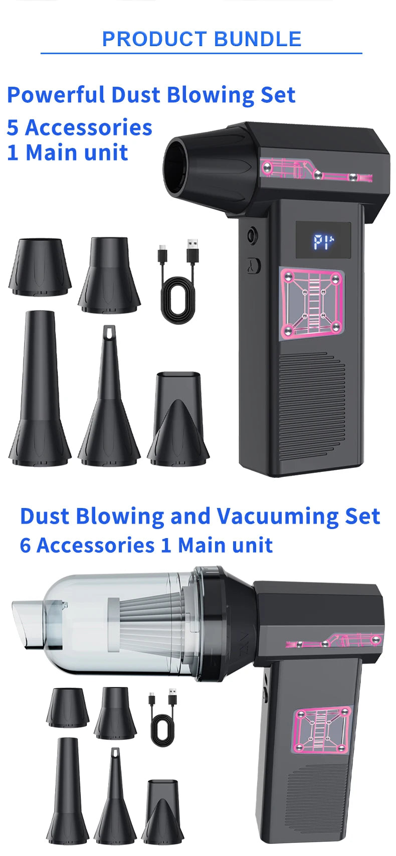 13000rpm Turbo Jet FanPowerful Air Blower, High Speed Jet Fan Handheld Portable Type-C Charging Dust Snow Cleaning Air Turbo Jet