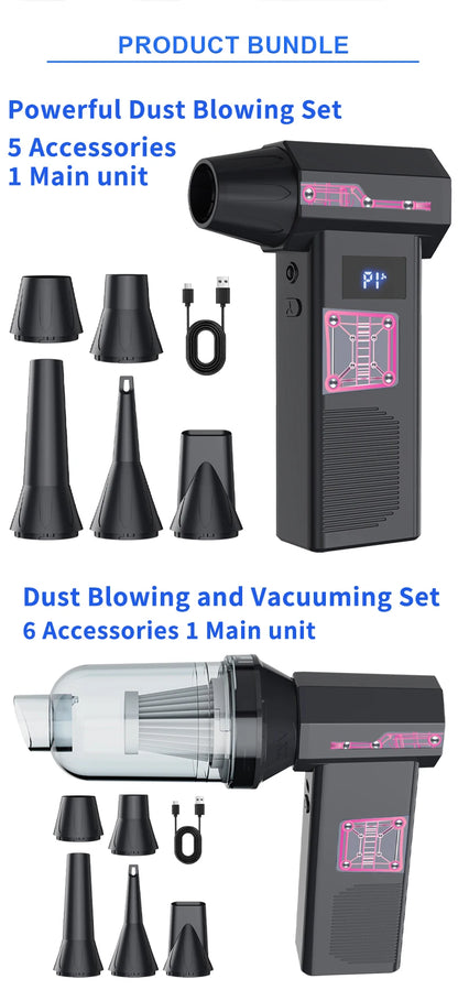 13000rpm Turbo Jet FanPowerful Air Blower, High Speed Jet Fan Handheld Portable Type-C Charging Dust Snow Cleaning Air Turbo Jet