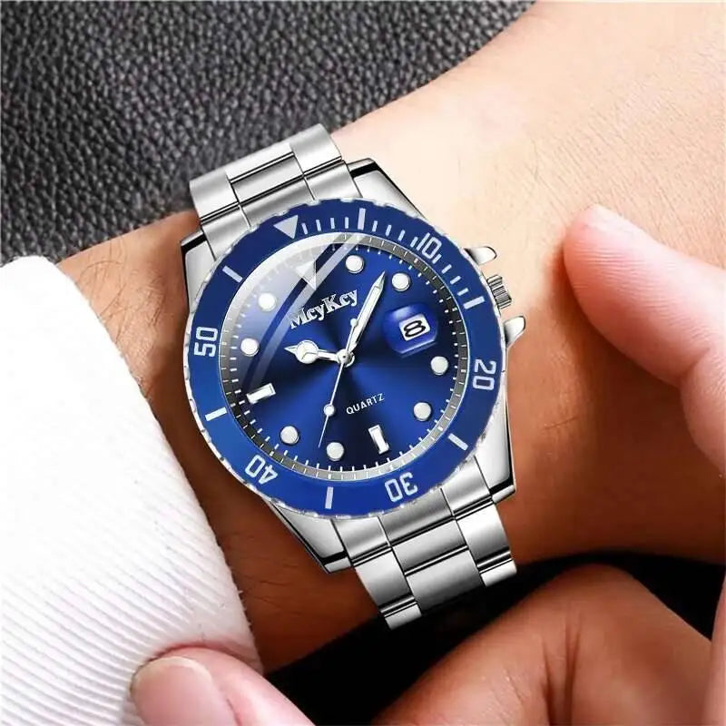 Fashion Men Business Watches Luxury Large Dial Calendar Watch Men's Quartz Wristwatch Reloj Hombre