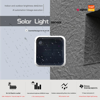 Waterproof Outdoor Brightness Detector With Real Time Luminance Monitoring Solar Light Sensor Tuya Zigbee IP65