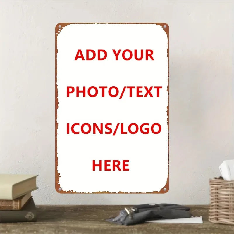 Custom Rectangular Iron Wall Painting Custom Pattern Print, Vintage Personalized Metal Tin Sign, Durable Waterproof Retro Art