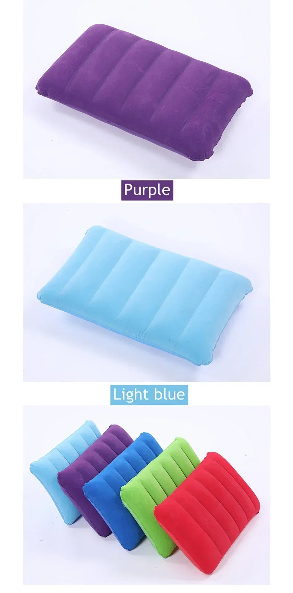 47x30cm Portable Inflatable Cushion Beach Office Household Outdoor Soft Pillows Double-sided Back Relaxing Tool Plane Head Rest