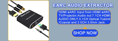 4K 120Hz HDMI audio extractor 4K Support 5.1CH 2 Port HDMI to HDMI Audio ARC Switch with audio toslink stereo For Apple TV PS5