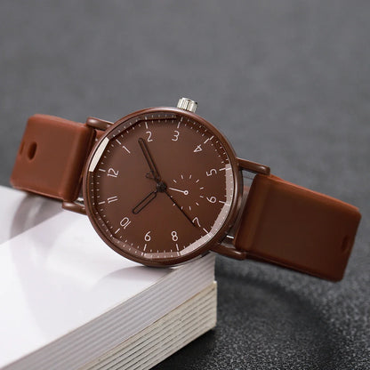 2PCS/Set Fashion Women Watches Casual Arabic Dial  Silicone Band Quartz Wristwatch Heart Bracelet Set Reloj Mujer (Without Box)